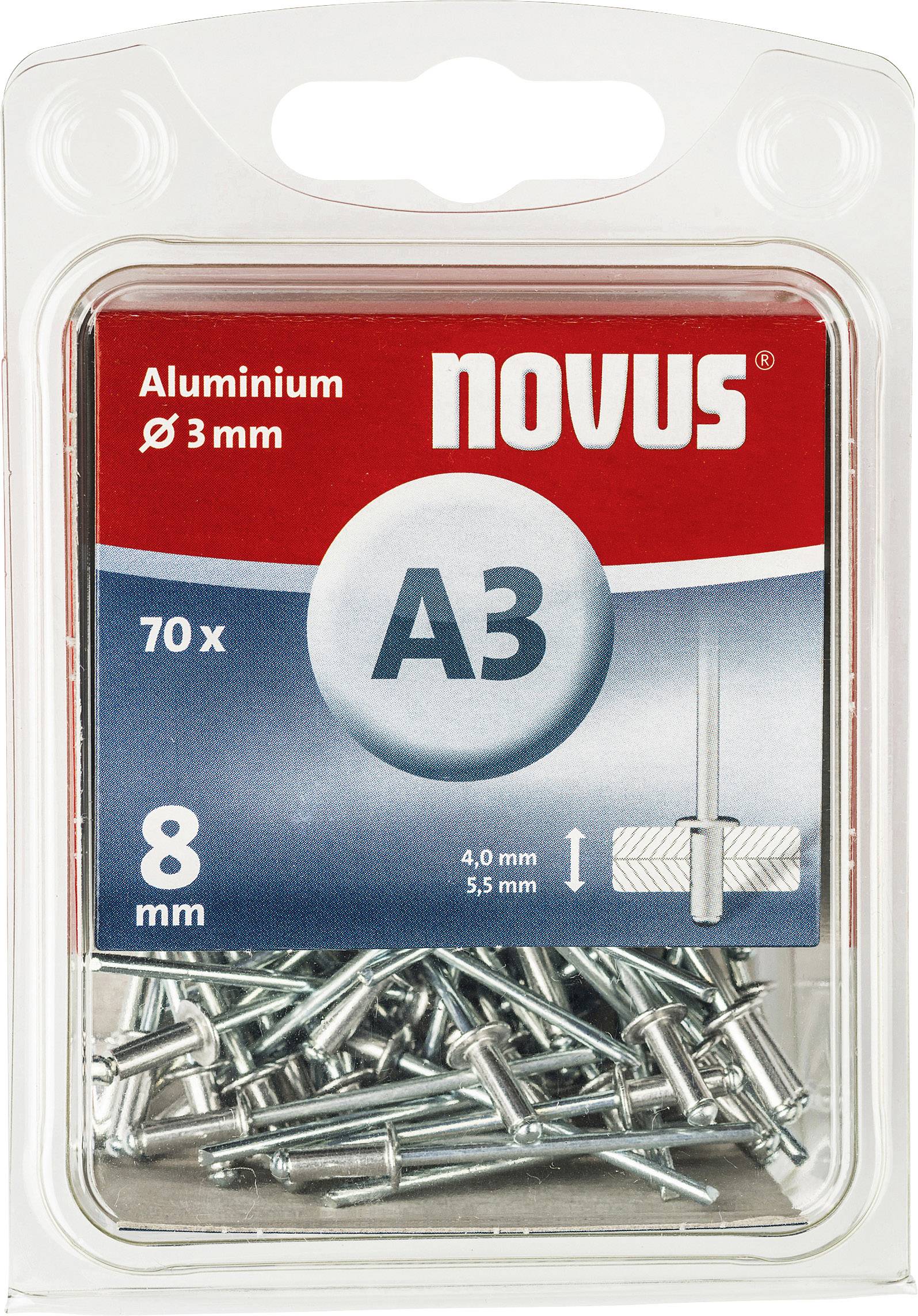 Novus Office 110055306 Rivet aveugle (Ø x L) 3 mm x 8 mm aluminium aluminium 70 pc(s)