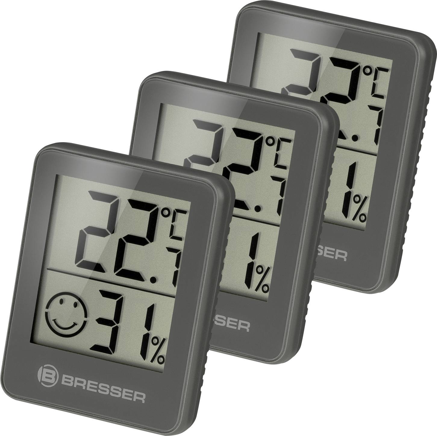 Bresser Optik Temeo Hygro Indikator 3pack Thermo-hygromètre gris
