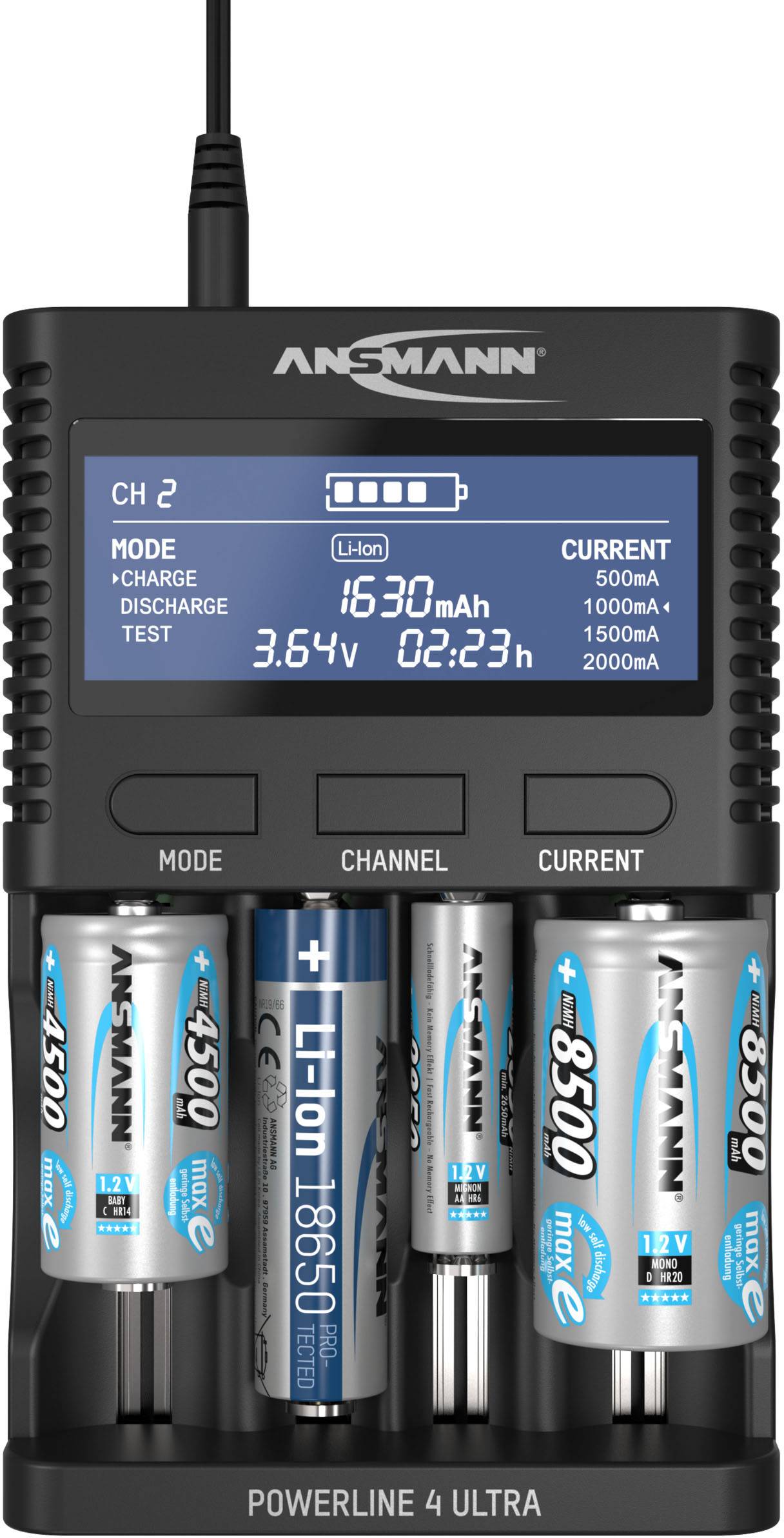 Chargeur de piles rondes NiCd, NiMH, Li-ion Ansmann Powerline 4 Ultra