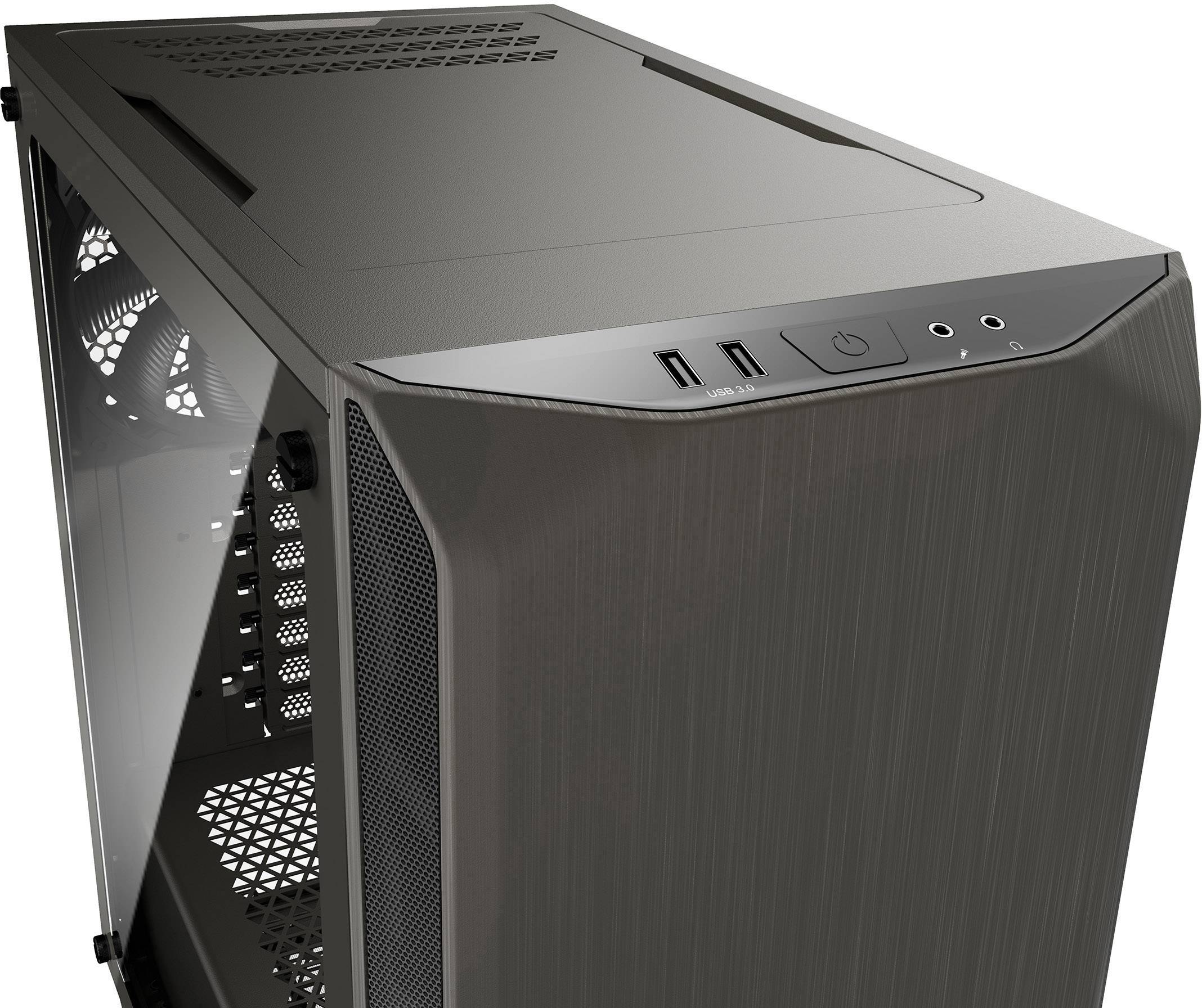 Tour midi BeQuiet Pure Base 500 Windows Boîtier PC, Boîtier gaming métallique, gris 2 ventilateurs pré-installés, fenêtr