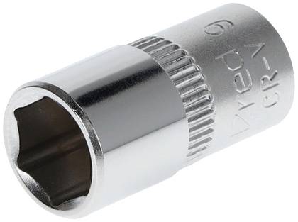 Un embout de clé à douille en argent avec une ouverture hexagonale et l'inscription 'CR-V' et '9'.