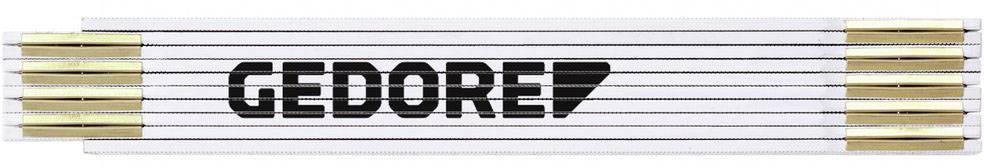 Mètre pliant GEDORE avec des bandes dorées et argentées, replié.