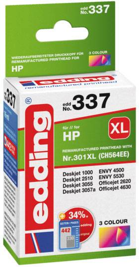Edding Encre remplace HP 301XL, CH564EE compatible couleur EDD-337 18-337