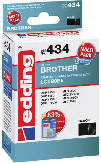 Edding Encre remplace Brother LC-980BK compatible paquet de 2 noir, noir EDD-434 18-434