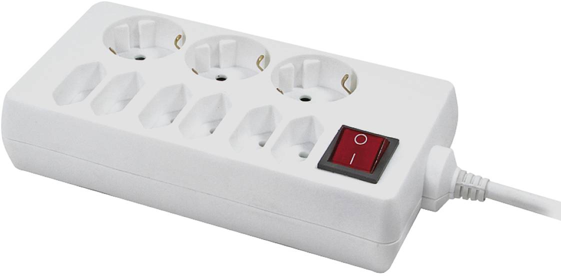 Bloc multiprise avec interrupteur LogiLink LPS201 blanc contact de protection 1 pc(s)