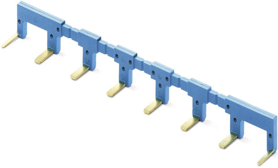 Un connecteur bleu avec six broches dorées espacées régulièrement. Il sert à établir une connexion électrique entre plusieurs composants.