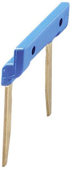Un crochet en plastique bleu avec deux fines baguettes en bois qui pendent vers le bas. Le crochet pourrait être utilisé pour tenir ou suspendre des objets.