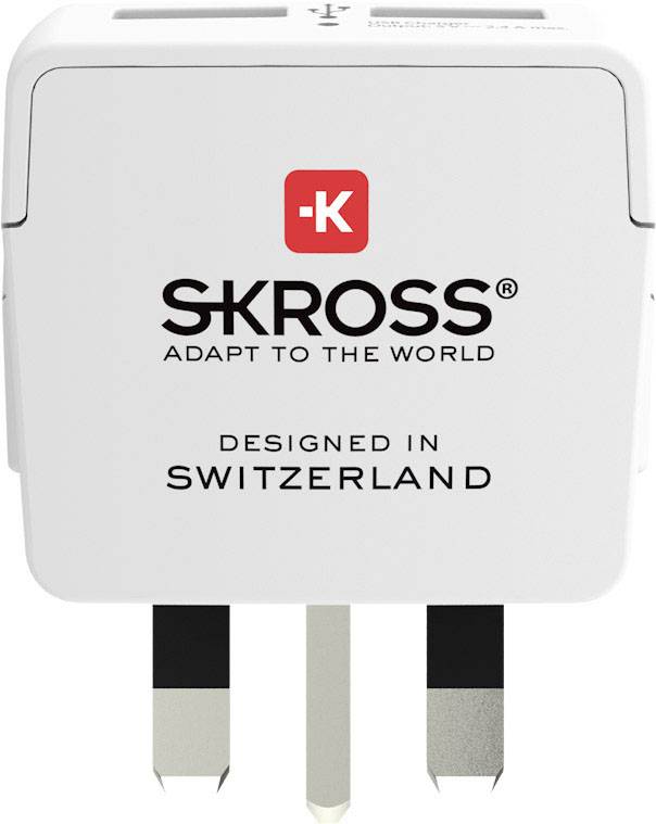 Skross 1500280 Adaptateur pour prise murale 2 x USB avec adaptateur UK