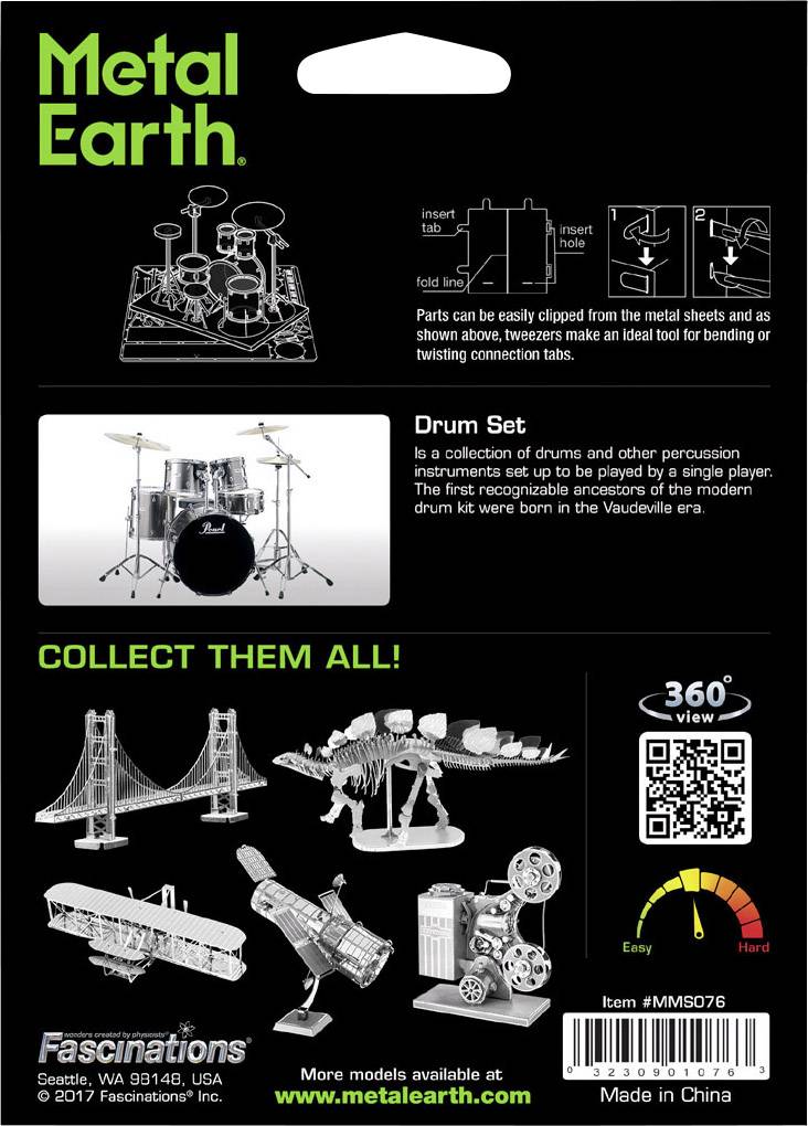 Metal Earth Drum Set Kit en métal