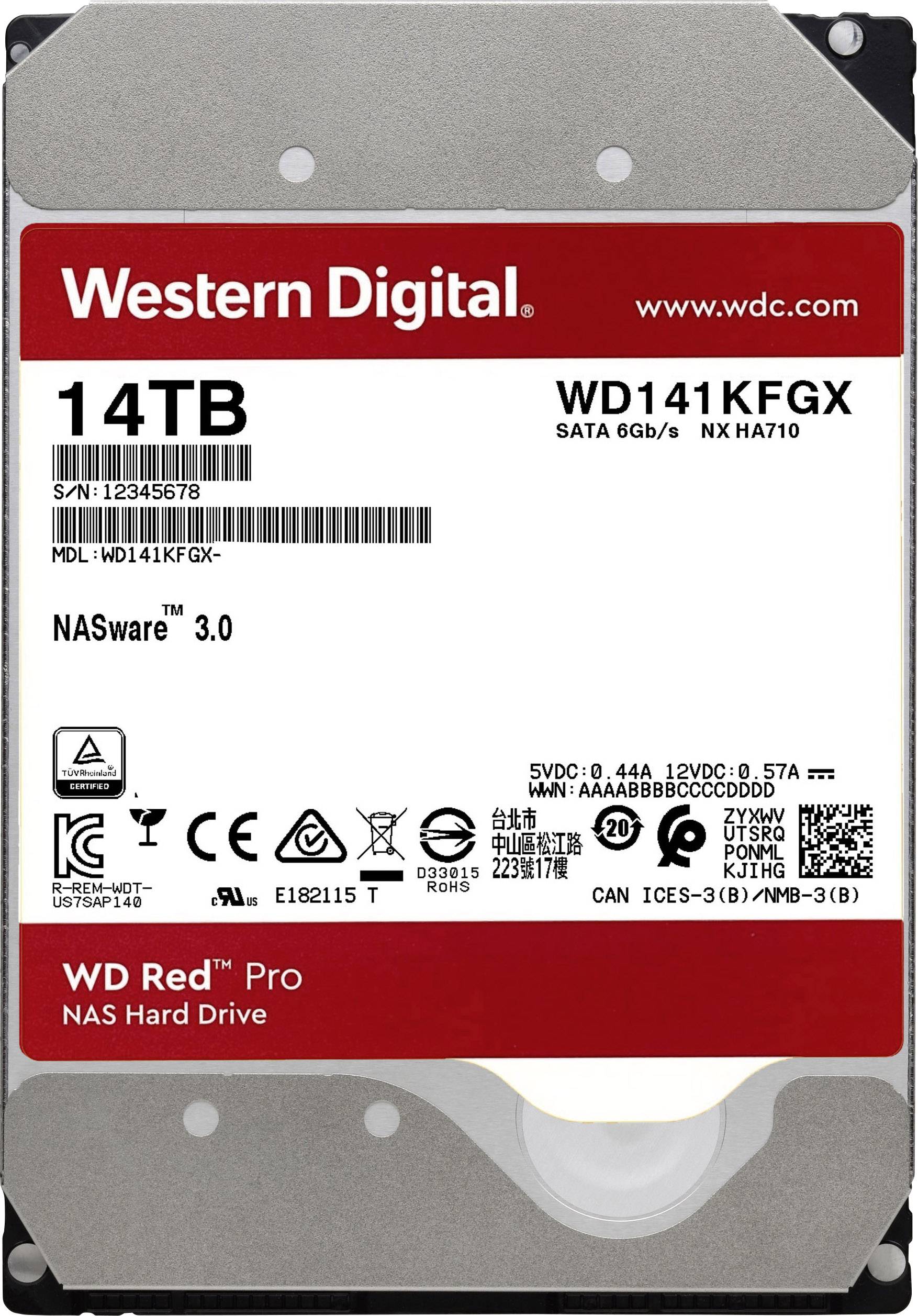 Disque dur interne 8.9 cm (3.5") Western Digital WD Red™ Pro 16 TB SATA 6 Gb/s WD161KFGX vrac