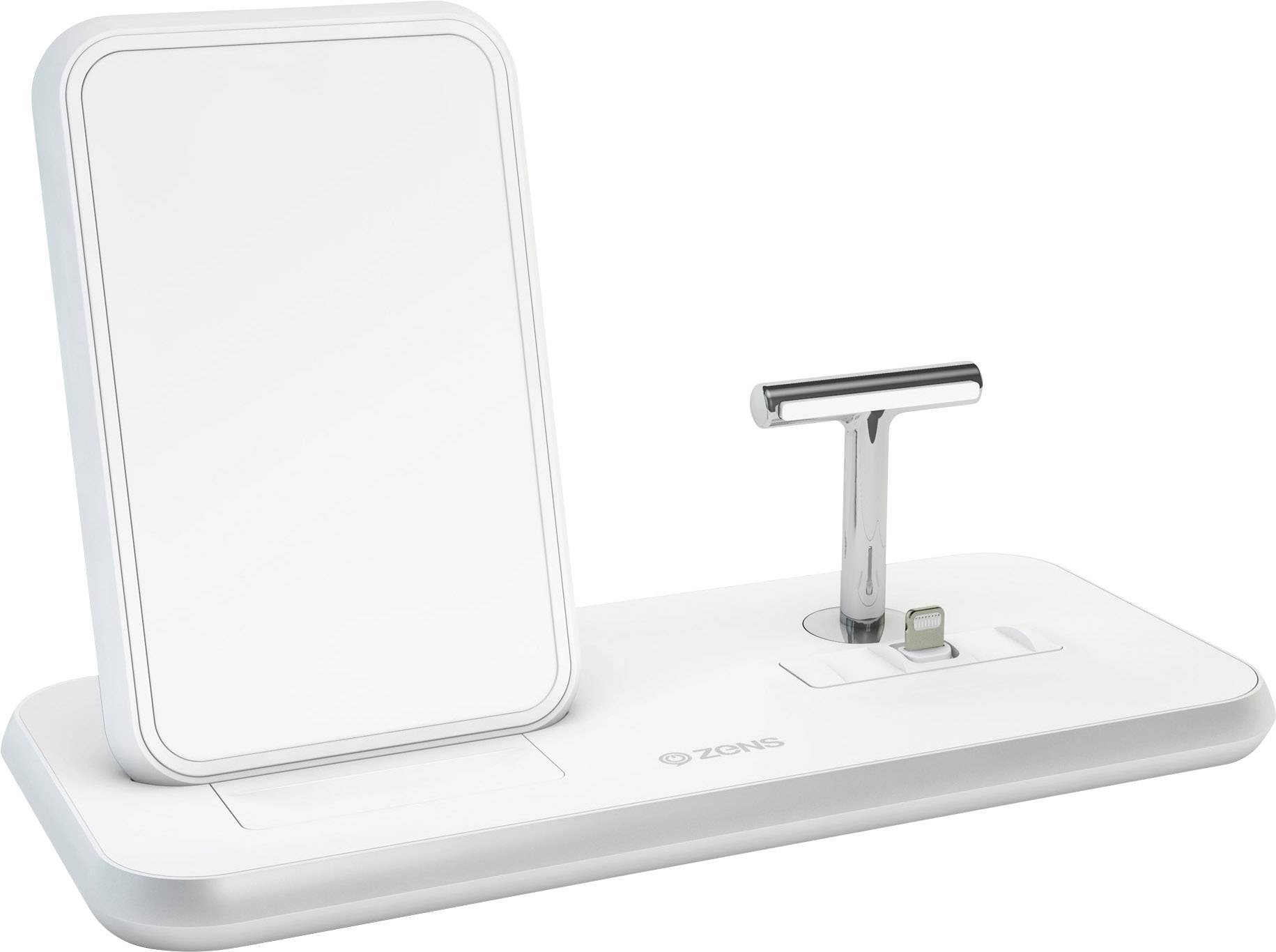 ZENS Chargeur à induction 2000 mA Aluminium Series Stand Wireless Charger + Dock ZEDC06W Sorties standard Qi, USB, Dock mâle
