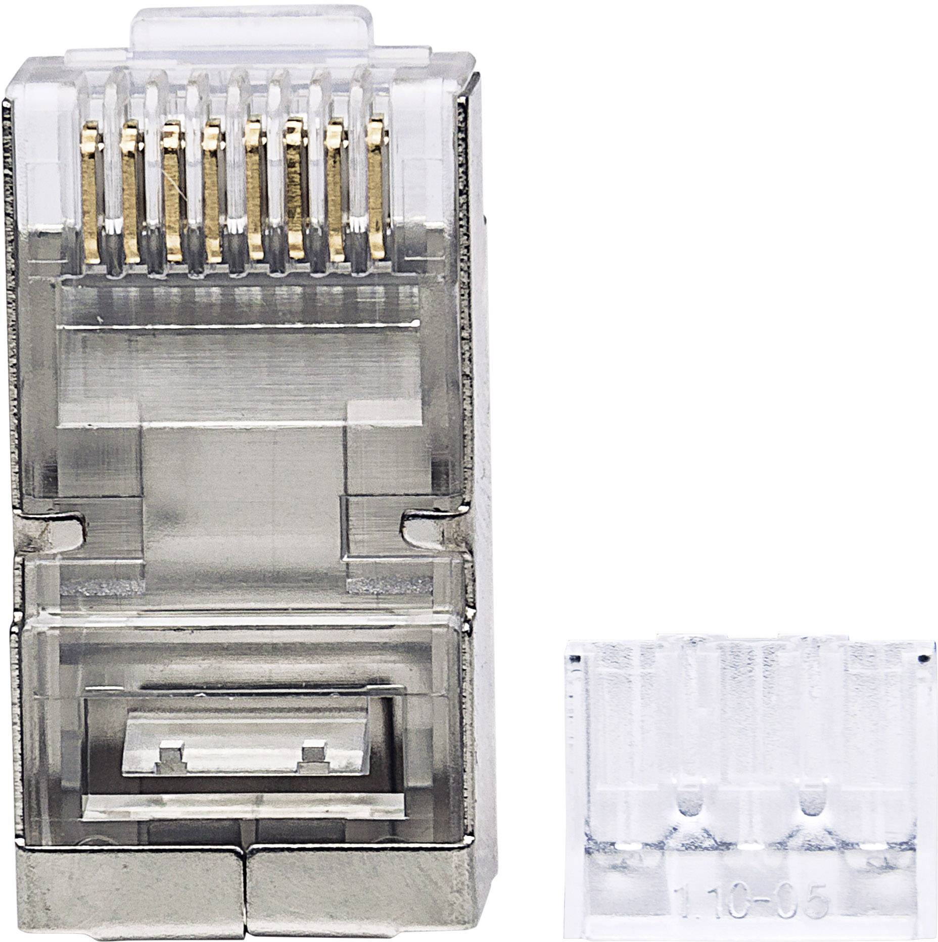 Intellinet Pack de 50 fiches modulaires Cat6A RJ45 Pro Line 790505 Contact à sertir Nombre de pôles 8P8C argent 50 pc(s)