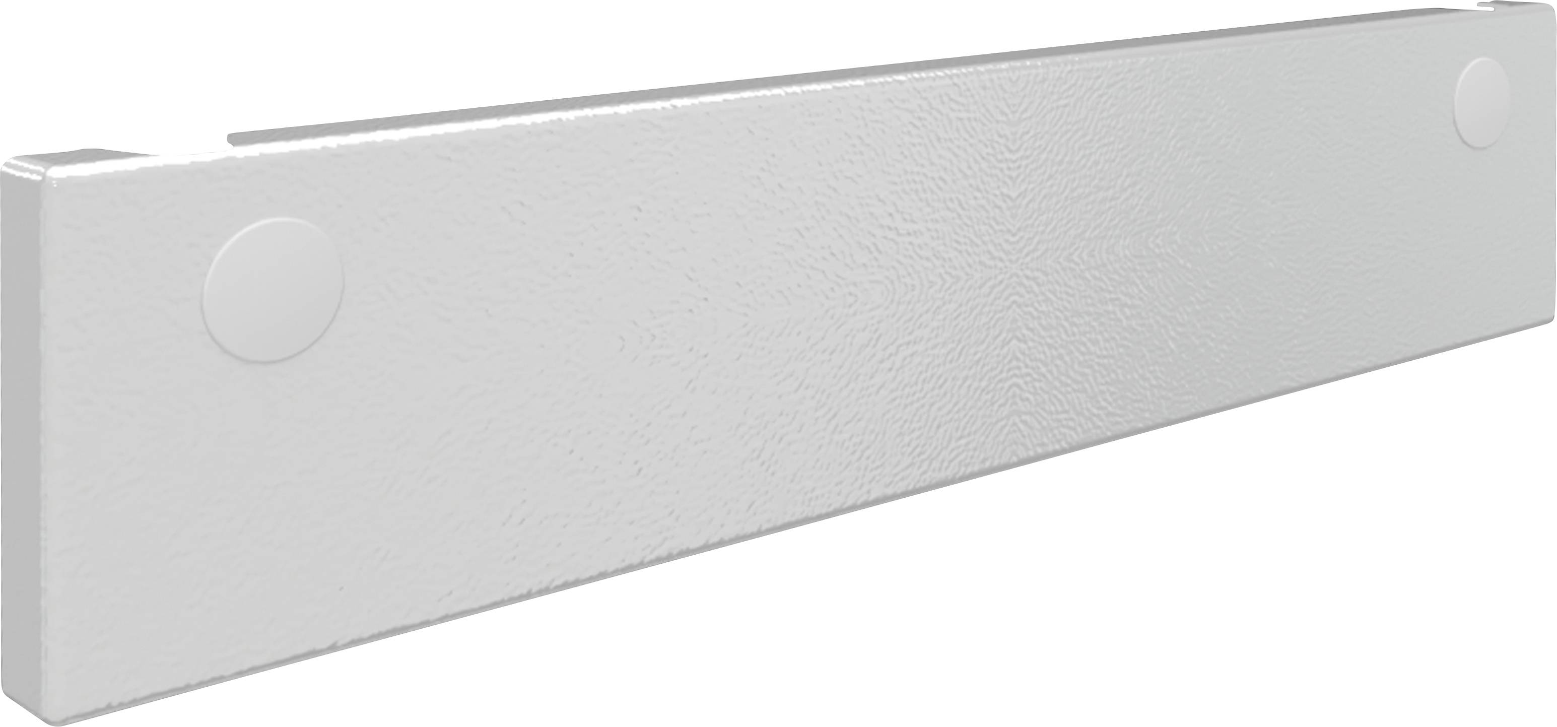 Pièce métallique grise, rectangulaire, présentant deux protubérances rondes à chacune de ses extrémités.