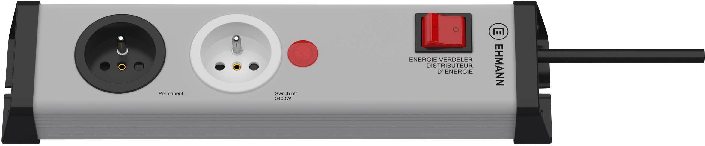 Bloc multiprise Ehmann 0218x02022301b gris, noir contact de protection 1 pc(s)