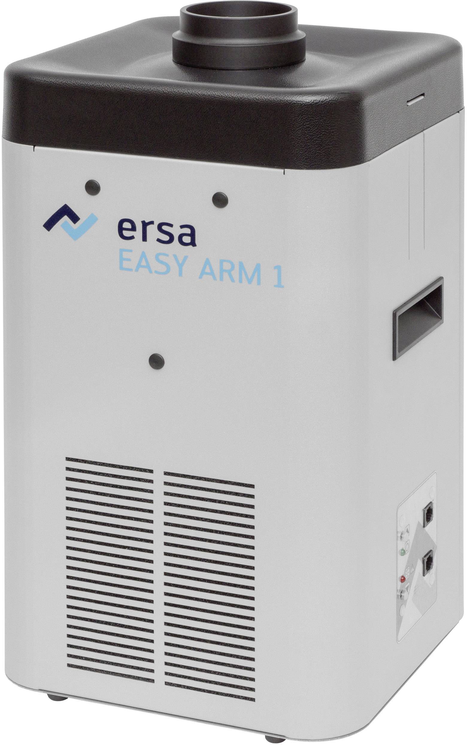 Le 'Ersa Easy Arm 1' est un filtre à fumée et à particules compact et mobile, doté d'une sortie supérieure noire et de poignées latérales.