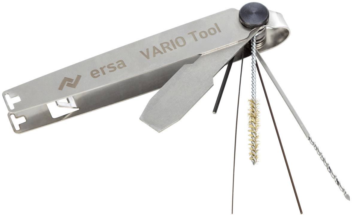 Un outil multifonction portant l'inscription 'ersa VARIO Tool', équipé de différents outils escamotables.