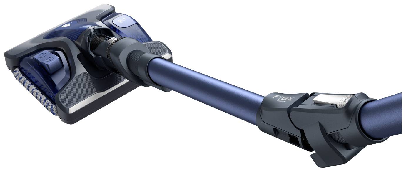 Un aspirateur sans fil moderne au design bleu et à la buse puissante, idéal pour un nettoyage de sol approfondi.