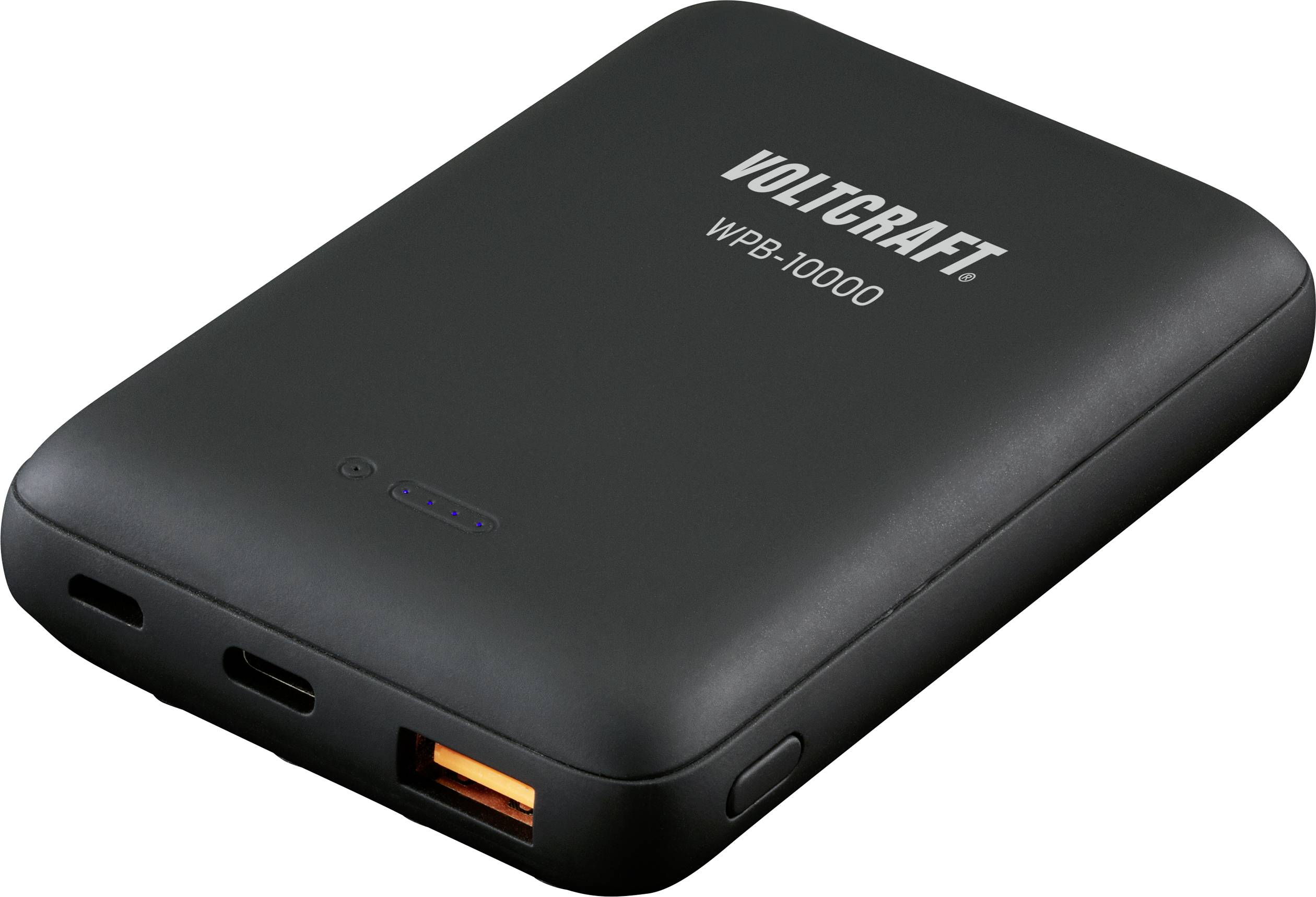 VOLTCRAFT VC-11015280 Powerbank sans fil 10000 mAh Power Delivery, Fast Charge LiPo noir