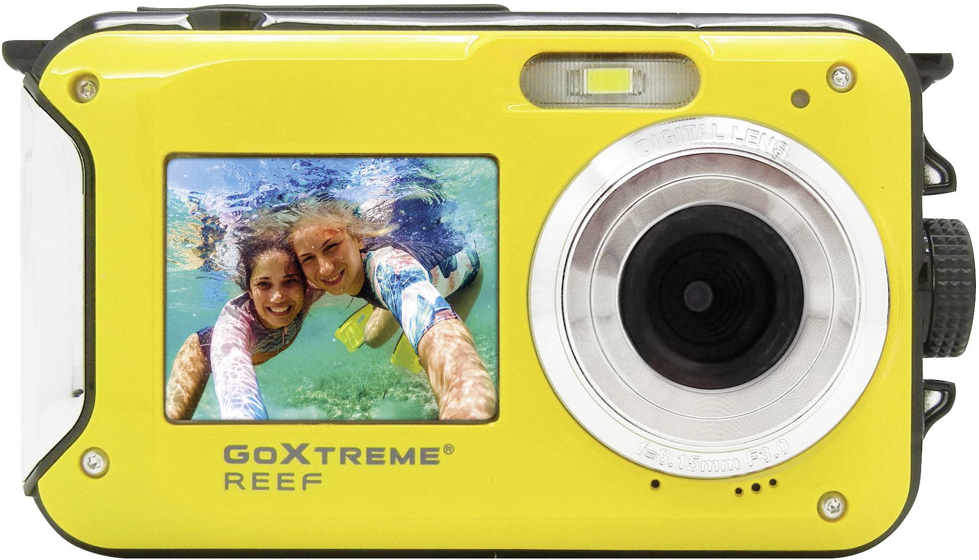 GoXtreme Reef Yellow Appareil photo numérique 24 Mill. pixel jaune vidéo Full HD, étanche jusqu'à 3 m, caméra submersible