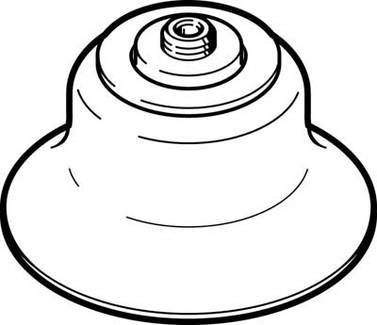 'Illustration d'un objet rond et en forme de cloche, doté d'une ouverture filetée en haut, probablement un adaptateur ou un raccord.'