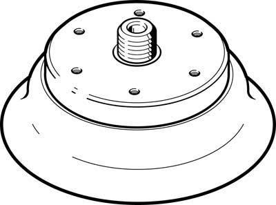 Dessin d'un disque de meulage rond avec fixation centrale par vis, adapté au montage sur des outils manuels.