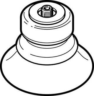 Dessin d'un disque de meulage avec un filetage en haut.