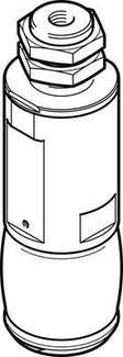 Dessin technique d'une pièce cylindrique avec un filetage à vis en haut et plusieurs sections marquées.