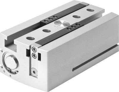 Un vérin linéaire mécanique compact avec un boîtier robuste en aluminium, des alésages et des éléments de fixation pour applications industrielles.