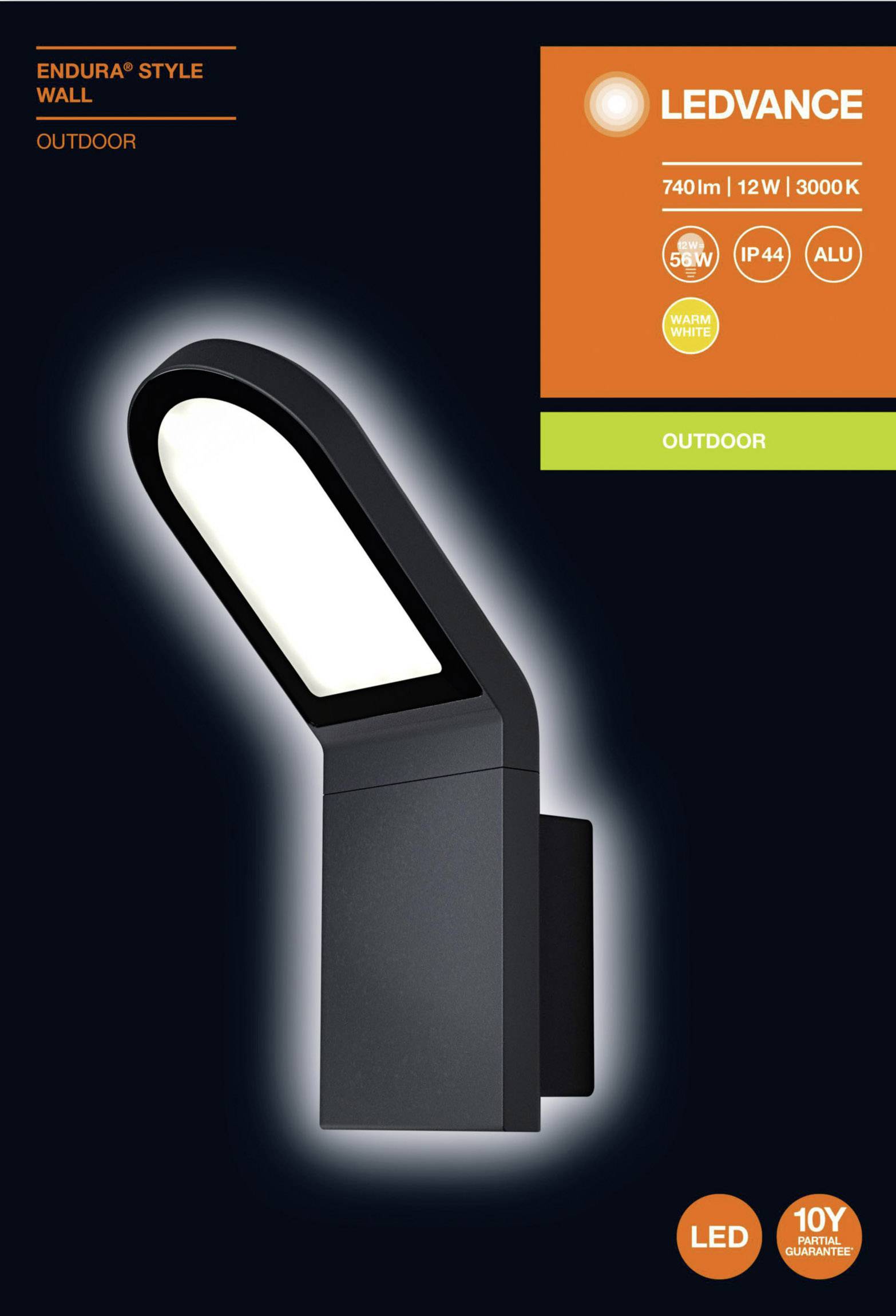 LEDVANCE ENDURA® STYLE WALL L 4058075214132 Applique LED extérieure gris foncé