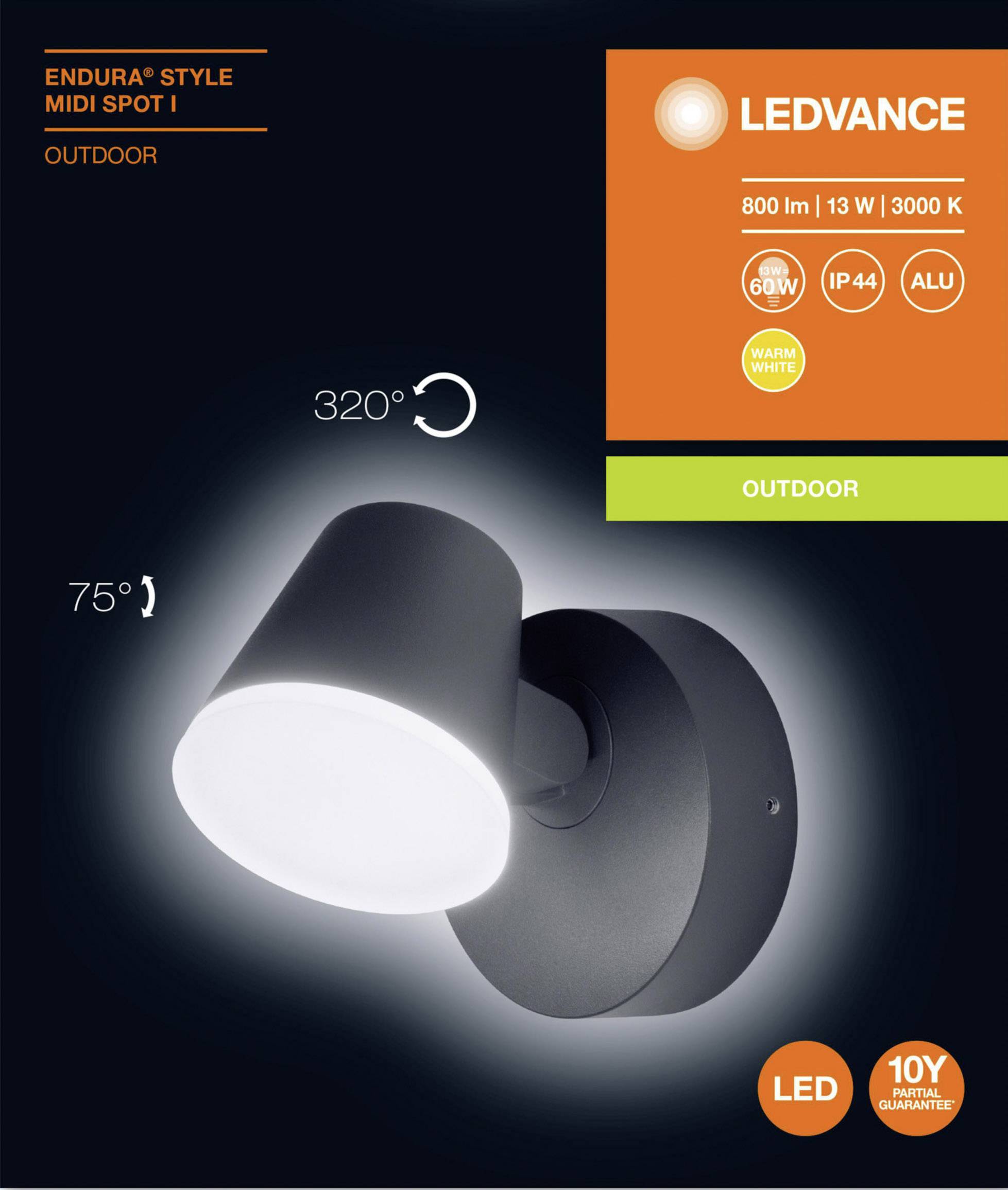 Projecteur LED extérieur LEDVANCE ENDURA® STYLE MIDI SPOT L 4058075205475 12.5 W