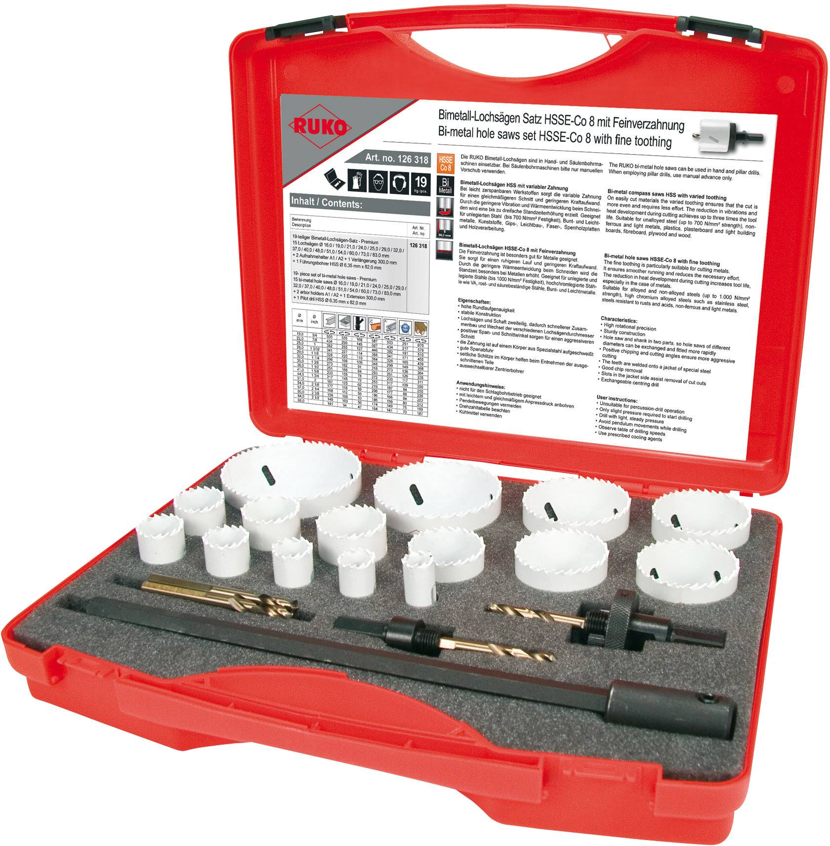 RUKO 126318 Jeu de scies-cloches 21 pièces 1 pc(s)