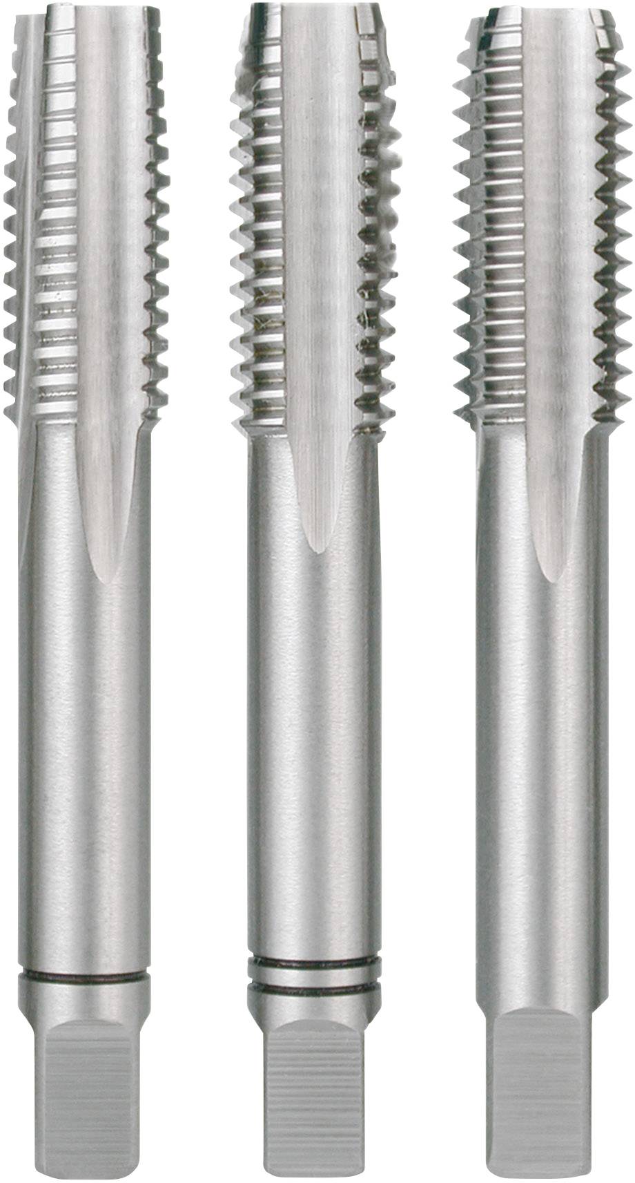 Trois outils de coupe argentés avec des bords striés, alignés verticalement.