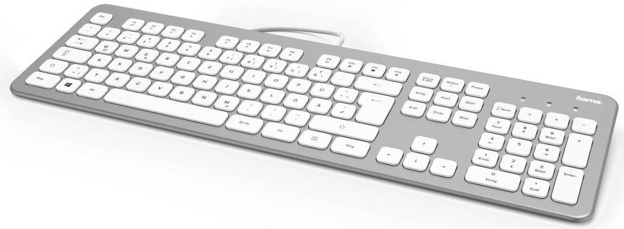 Hama KC-700 USB Clavier allemand, QWERTZ argent, blanc