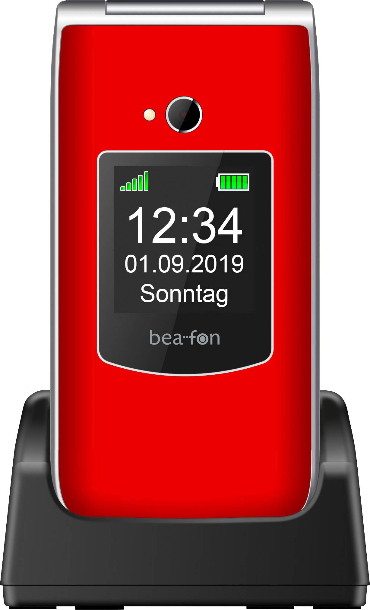 beafon SL595 Téléphone portable à clapet rouge, argent