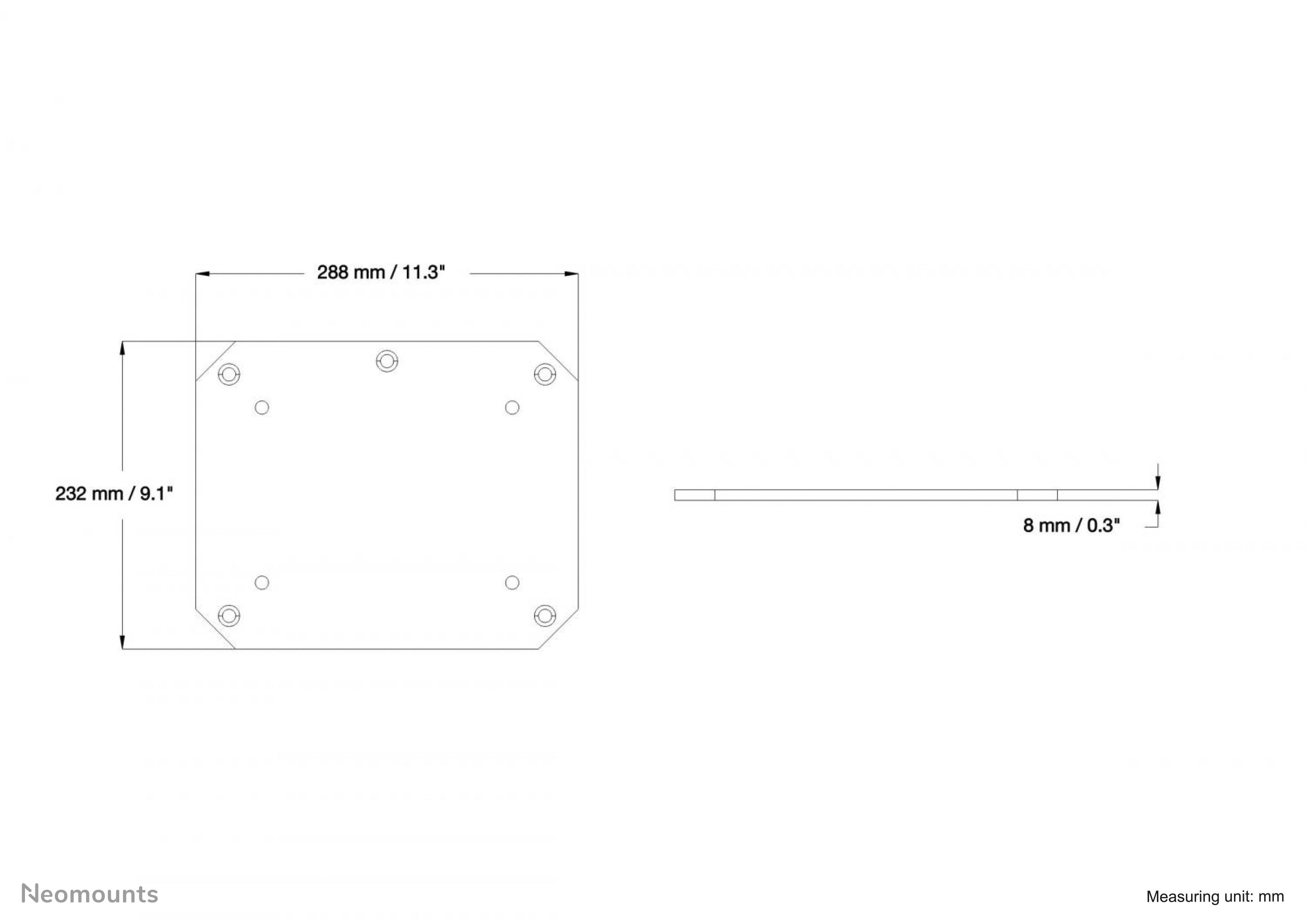 Neomounts PLASMA-M2SFPLATE Extension pour chariot TV rigide, sur pied