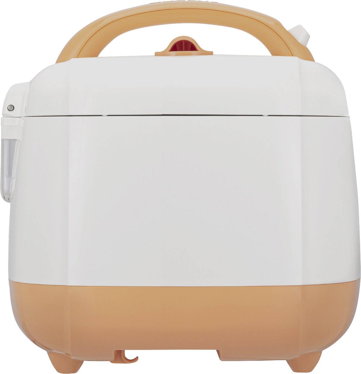 Cuiseur à riz multifonctionnel en blanc et orange, adapté à différents types de préparation culinaire.