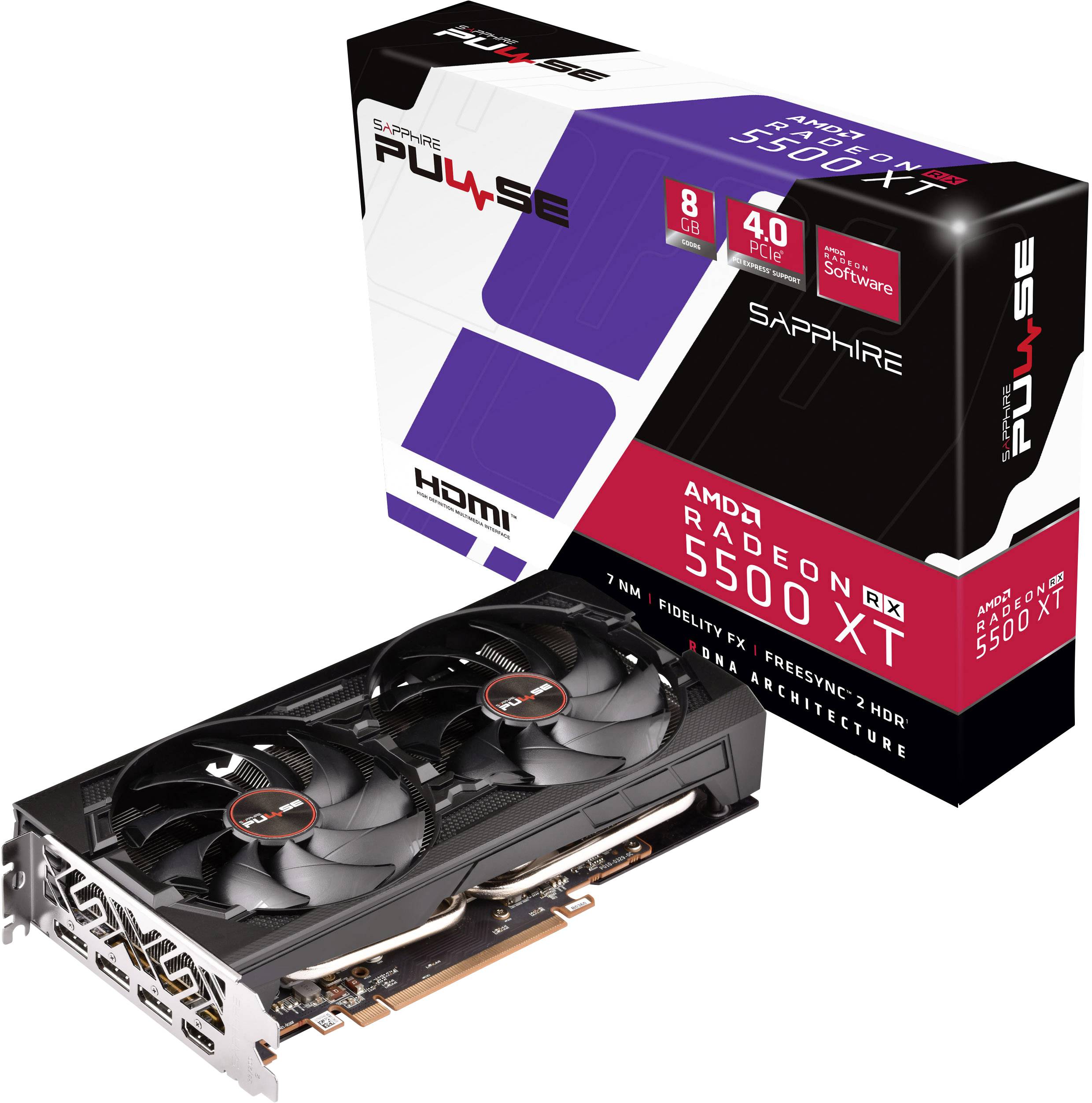 Sapphire Grafikkarte AMD Radeon RX 5500 XT Pulse 8 GB GDDR6-RAM PCIe x16 HDMI®, DisplayPort