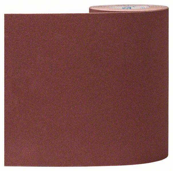 Un rouleau de papier de verre brun, montré de côté avec la structure de sa surface visible.