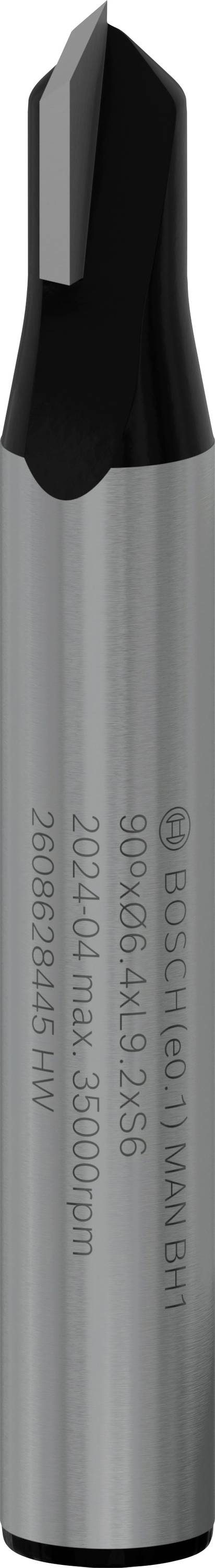 Fraise à rainurer en V, 6 mm, D1 16 mm, L 16 mm, G 48 mm, 90° Bosch Accessories 2608628445