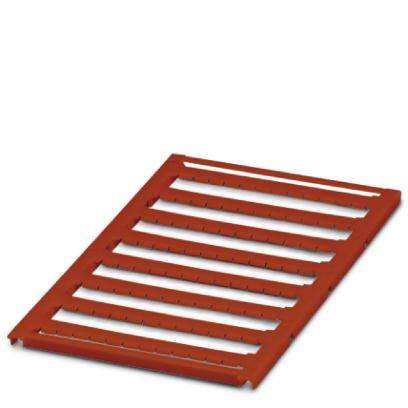 Palette métallique rouge avec plusieurs traverses parallèles, positionnée à plat sur le sol.