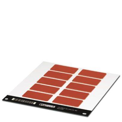 Une carte blanche avec plusieurs rectangles rouges disposés en rangées, servant à la signalisation ou à l'identification.