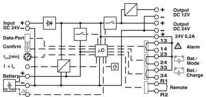 Schéma de câblage d'un système électrique pour la régulation et la surveillance du courant, comprenant plusieurs connexions et fonctions de sécurité.