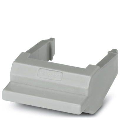 Clip en plastique gris, de forme rectangulaire, avec une face avant saillante et un dos ouvert.