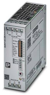 Module d'alimentation avec plusieurs connexions et voyants. Marquage pour DC 24V, 20A. Boîtier en gris, désignation du modèle sur le côté.