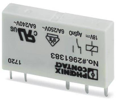 Un petit module de relais électrique avec plusieurs broches métalliques et des inscriptions indiquant différentes informations de tension et d'intensité de courant.