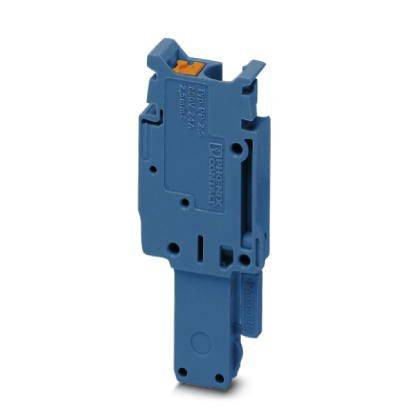 Un module relais enfichable bleu de Phoenix Contact, représenté de côté, destiné à être utilisé dans des systèmes de commande industriels.
