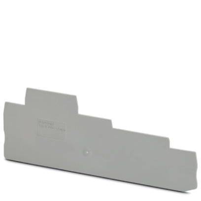 Un support en plastique gris pour composants électroniques, rectangulaire avec un bord surélevé sur un côté.