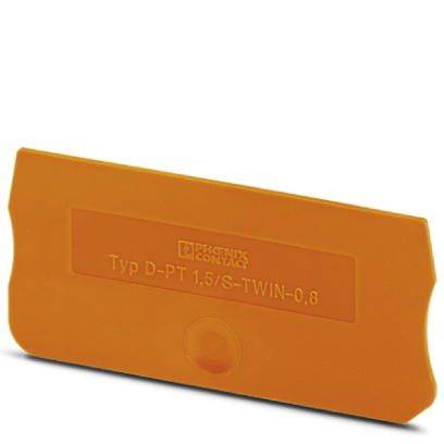 Connecteur en plastique orange portant l'inscription 'Typ D-PT 1,5/S-TWIN-0,8' au centre.
