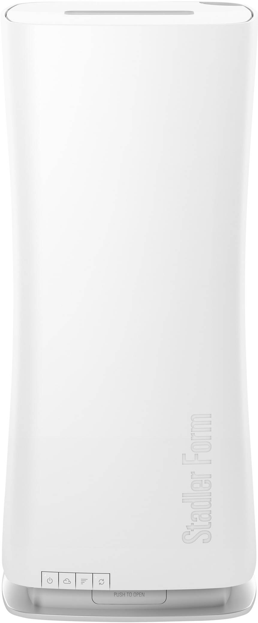 Un purificateur d'air blanc, vertical et cylindrique, portant l'inscription 'Stellar Form' sur le côté.