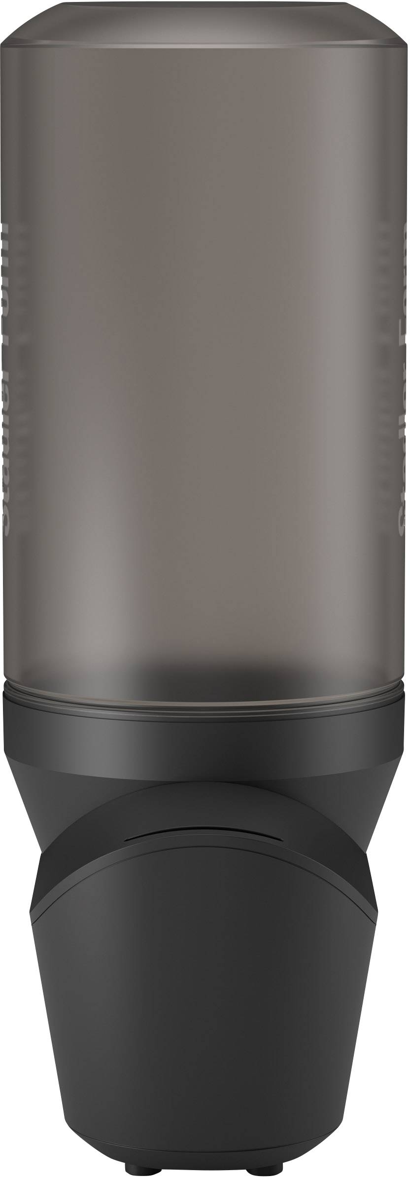 Un microphone gris au design moderne, monté sur un pied noir. Idéal pour les enregistrements en studio ou les podcasters.